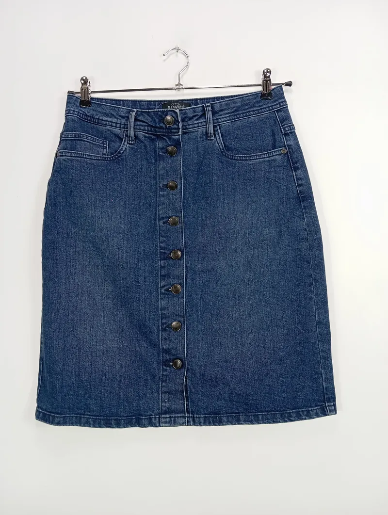 Bexleys Woman Damen Jeansrock Blau Gr. 38 M Casual Knopfleiste Midirock 2