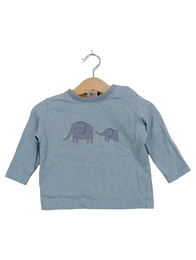 ALANA Kinder Langarmshirt Gr. 74 Blau Casual Elefanten Motiv Wolle