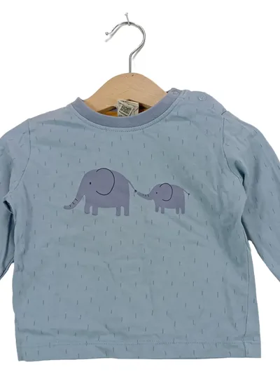 ALANA Kinder Langarmshirt Gr. 74 Blau Casual Elefanten Motiv Wolle