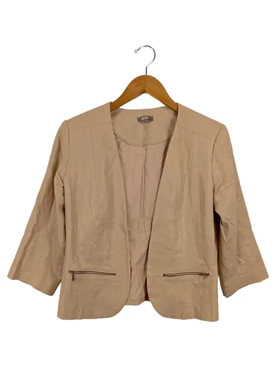 Grain de Malice Damen Blazer Beige Leinen Gr. 42/XL Modern