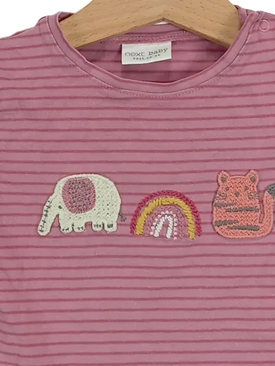 next baby Baby Body Mädchen Gr. 74 Rosa gestreift Elefant Regenbogen Katze