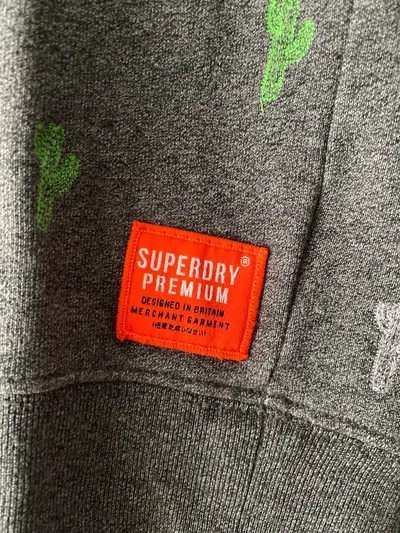 Superdry Premium Herren Pullover Kaktus-Print Grau Gr. L Baumwolle