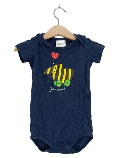 Janosch Baby Body Kinder Gr. 74 Blau Tiermotiv Baumwolle