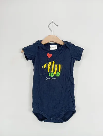 Janosch Baby Body Kinder Gr. 74 Blau Tiermotiv Baumwolle