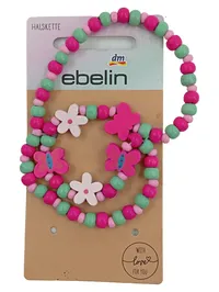 ebelin Kinder Halskette Holz Perlen Schmetterlinge Blumen Mehrfarbig farbenfroh 1