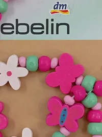 ebelin Kinder Halskette Holz Perlen Schmetterlinge Blumen Mehrfarbig farbenfroh 2