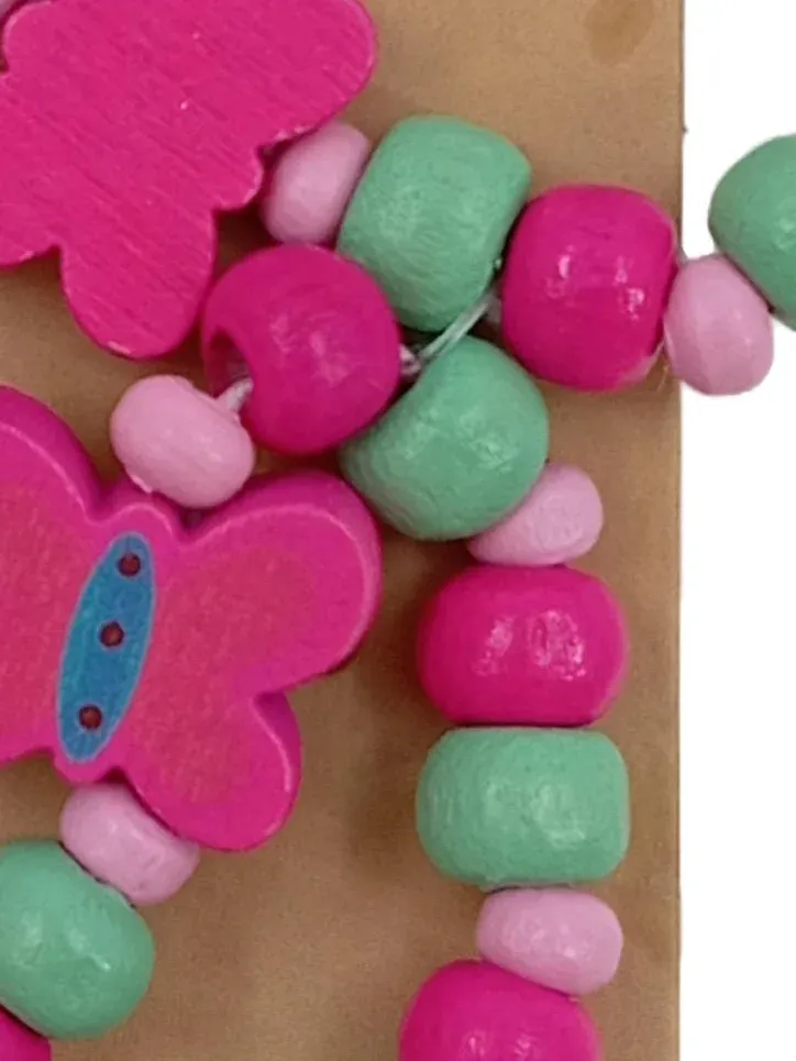 ebelin Kinder Halskette Holz Perlen Schmetterlinge Blumen Mehrfarbig farbenfroh 4