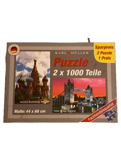 Karl Müller Puzzle 2x1000 Teile Basilius-Kathedrale Tower Bridge 44x68cm