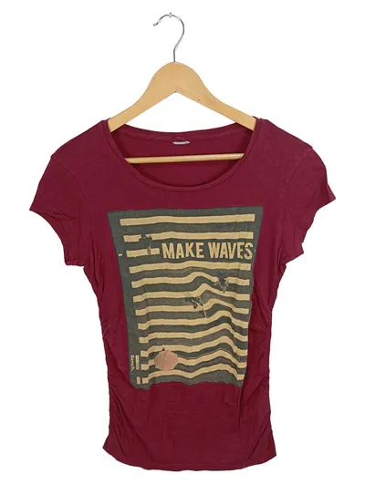 Bench Damen T-Shirt Make Waves Rot Gr. 36/S Casual Baumwolle