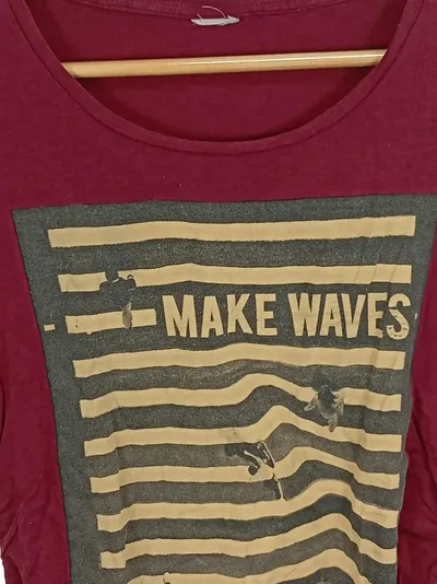 Bench Damen T-Shirt Make Waves Rot Gr. 36/S Casual Baumwolle