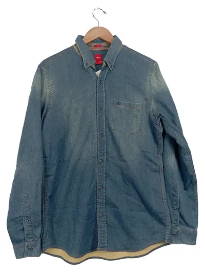 s.Oliver Herren Jeanshemd Gr. 48/M Casual Blau Baumwolle Langarm