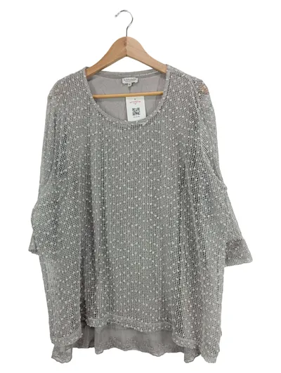 GINALAURA Damen Oversized Shirt 3/4 Arm Grau Gr. 44/XXL Strukturmuster