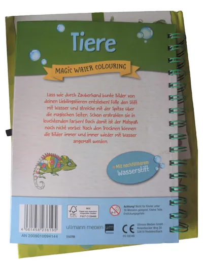 Ullmann Medien Tiere Magic Water Colouring Malbuch Kinder Activity Buch Papier