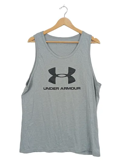 Under Armour Herren Tanktop Sport Shirt Grau Logo Gr. L