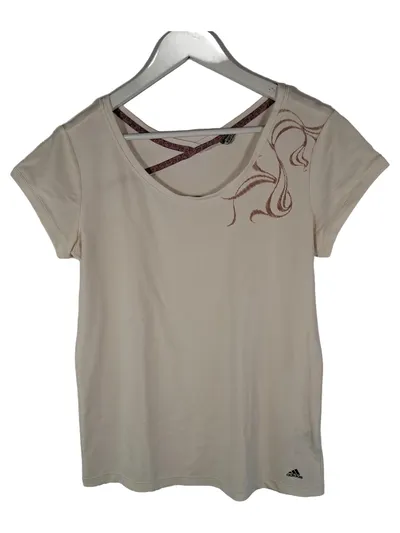 Adidas Damen Sport Shirt Gr. 38/M Beige Fitness Training Top