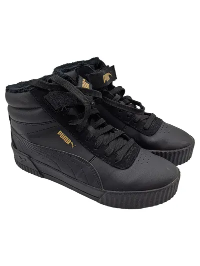 Puma Carina Mid Damen Sneaker High Streetwear Fellbesatz Schwarz Gr. 39