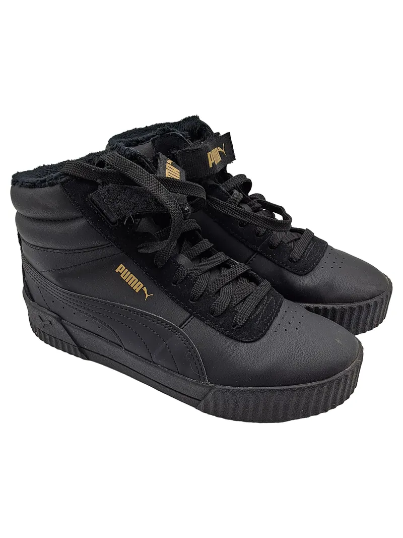 Puma Carina Mid Damen Sneaker High Streetwear Fellbesatz Schwarz Gr. 39 1