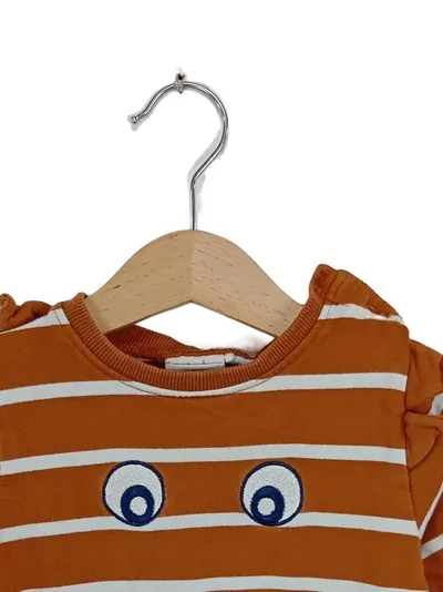 MINYMO Kinder Pullover Gr. 80 Gestreift Augenprint Casual Langarm