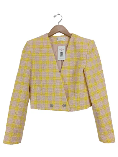 MNG Damen Blazer kariert Modern Pink Gelb Gr. 36/S