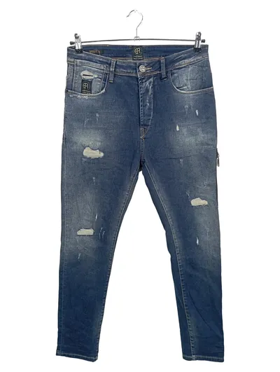 ELIAS RUMELIS Tapered Fit Jeans Herren Blau Gr. W33 L31 mit Rissen