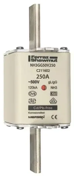 Mersen NH3GG50V250 NH-Sicherung 250A 500V gL/gG Sicherung Beige