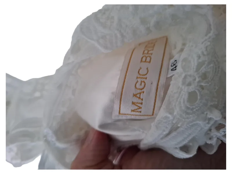 MAGIC BRIDE Brautkleid Damen Gr. 46 Weiß Spitze A-Linie Elegant 4