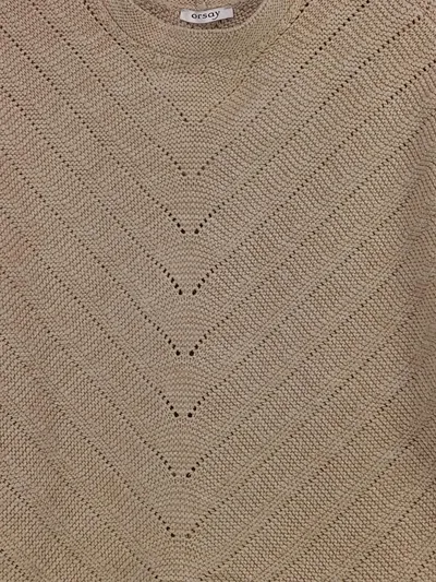 ORSAY Damen Poncho Strick Lochmuster Beige Gr. 38/M Casual