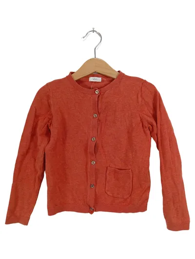 Next Strickjacke Mädchen Gr. 110 Orange Melange Baumwolle Cardigan