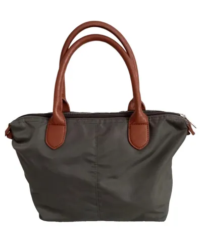 Adagio Damen Henkeltasche Grau Polyester Klein Casual mit Nieten