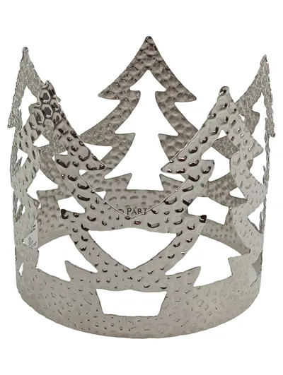 PartyLite Krone Kerzenhalter Silber Modern Metall Teelicht Deko 12cm