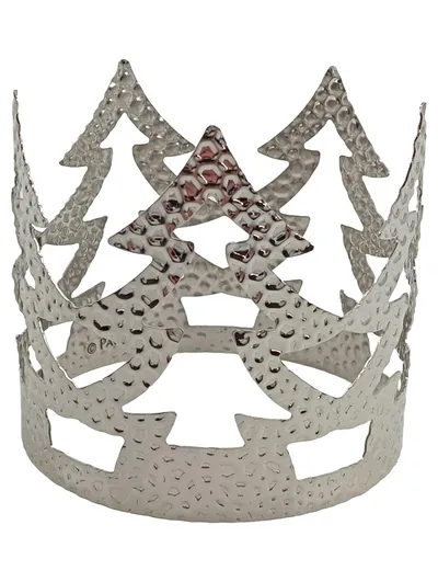 PartyLite Krone Kerzenhalter Silber Modern Metall Teelicht Deko 12cm