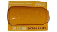 Coca-Cola Glas Dose 20 Jahre Jubiläum Sammelglas Gelb Logo 12cm 1