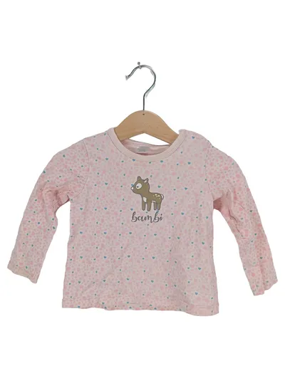Kanz Baby Body Langarm Rosa Gr. 74 Mädchen Bambi Herzen Print