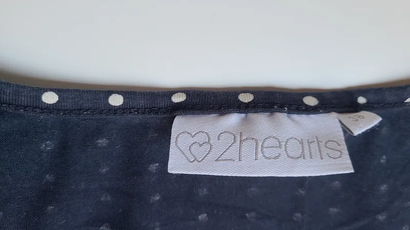 2HEARTS Damen Bluse 38 Blau Punkte Wickeloptik Kurzarm Feminin 2