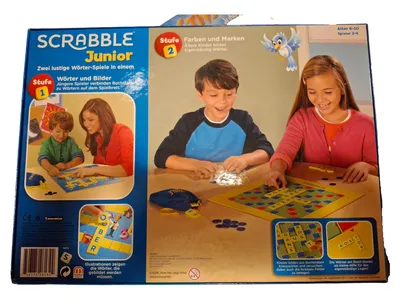 Mattel Scrabble Junior Lernspiel Wortspiel Kinder Deutsch Blau