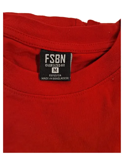 FSBN T-Shirt Herren Gr. M Rot Oversized Fit Baumwolle Basic