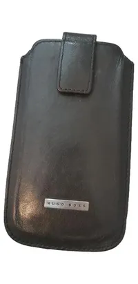 HUGO BOSS Leder Handytasche Smartphone Hülle Schwarz Elegant 2