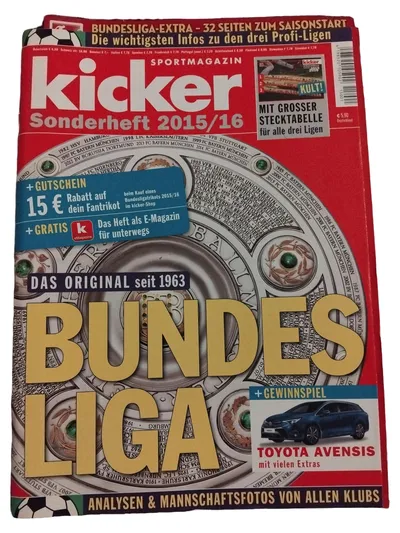 kicker Sonderheft 2015/16 Bundesliga Saisonstart Stecktabelle Fußball