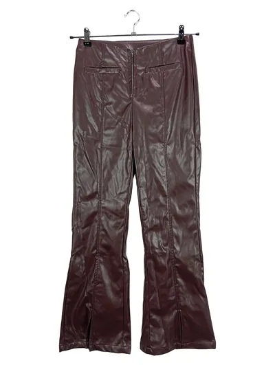Cider Damen Bootcut Kunstleder Hose Braun Gr. W26 L28 Freizeit Modisch