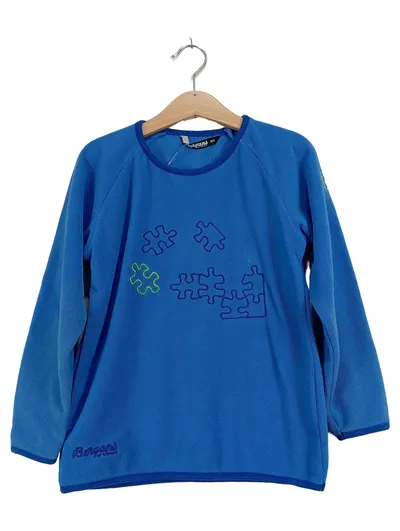 Bergans Kinder Fleece Pullover Blau Gr. 110 Grafik Muster Outdoor