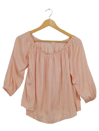 Mango MNG Damen Bluse Off-Shoulder Rosa Gr. S 36 Viskose Feminin