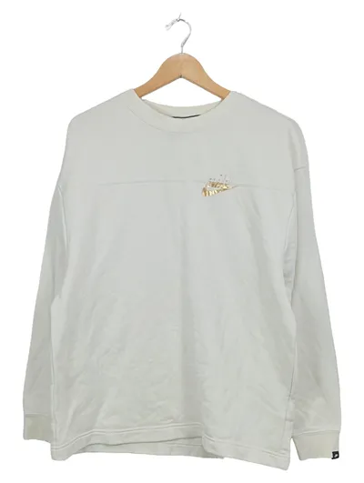 Nike Damen Sweatshirt Pullover Gr. S Gold Logo Weiß Sportlich
