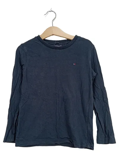 Tommy Hilfiger Langarmshirt Kinder Blau Gr. 116 Basic Baumwolle Logo