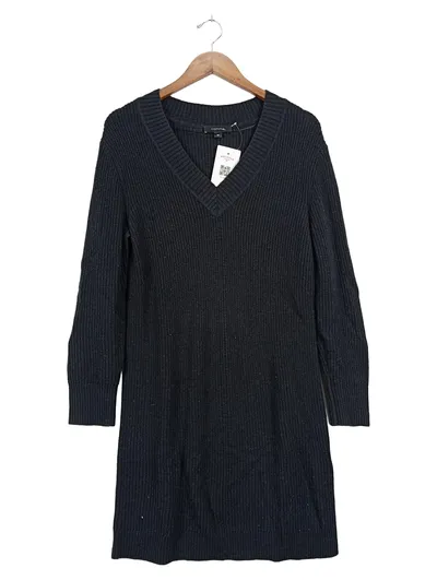 comma Damen Strickkleid V-Ausschnitt Pulloverkleid Gr. 36 Blau