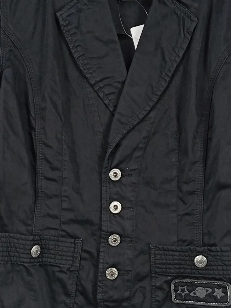 Diesel Damen Blazer Jacke Schwarz Baumwolle Casual Gr. L 42 4