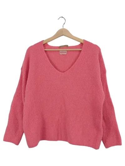 Smith & Soul Damen Pullover V-Ausschnitt Rosa Gr. S Strick Oversized
