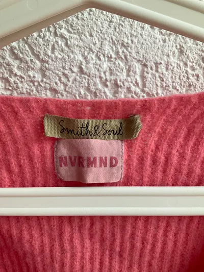 Smith & Soul Damen Pullover V-Ausschnitt Rosa Gr. S Strick Oversized