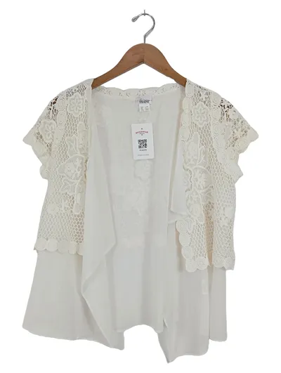 TESINI Damen Bluse Spitze Beige Gr. 36/38 Baumwolle Feminin