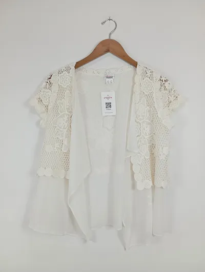 TESINI Damen Bluse Spitze Beige Gr. 36/38 Baumwolle Feminin