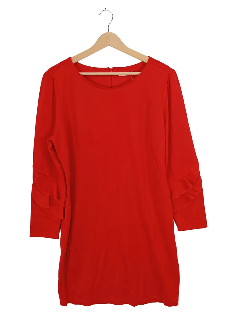 Esqualo Damen Etuikleid Rot Gr. 42/XL mit Rüschen Ärmel elegant 1